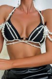 Sexy Patchwork Metal Accessories Decoration Backless