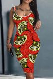 Casual Print Basic U Neck Vest Dresses