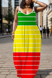 Sexy Casual Print Backless Spaghetti Strap Long Dresses