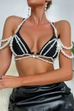 Sexy Patchwork Metal Accessories Decoration Backless