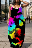 Sexy Casual Print Backless Spaghetti Strap Long Dresses