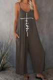 Sexy Casual Print Backless Spaghetti Strap Regular Jumpsuits