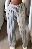 Casual Solid Color Draw String Pocket Patchwork Straight Mid Waist Straight Patchwork Bottoms Jogger Pants 