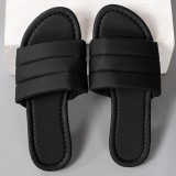 Casual Solid Color PU Leather Beach Flat Sandals