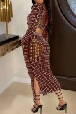 Sexy Hot Drilling See-through Turtleneck Long Sleeve Side Slit Crop Tops And Midi Skirts Sets Two Pieces Matching Set