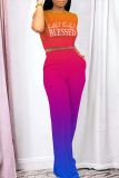 Letter Print Short Sleeve Pocket O Neck T Shirts And High Waist Pant Set Short Sleeve Two Pieces Trousers Set