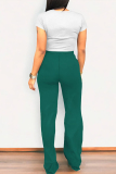 Casual Cartoon Print  O Neck Short Sleeve T Shirt And High Waist Pocket Pant Set Two Pieces Trousers Set