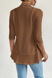 Casual Daily Solid Color Hollow Out Ruffle Turndown Collar Half Sleeve Outerwear Blazer Tops