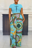 Letter Print Short Sleeve Pocket O Neck T Shirts And High Waist Pant Set Short Sleeve Two Pieces Trousers Set