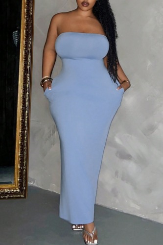 Sexy Casual Sleeveless Backless Strapless Long Plus Size Party Vacation Tube Bodycon Maxi Dresses