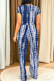 Casual Daily Striped Print O Neck Short Sleeve Pocket Crop T Shirt and Pant Set Two Pieces Trouser Sets