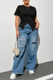 Casual O Neck Short Sleeve Front Slit Ruched Plus Size Fitted T Shirts