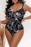 Sexy Print Backless Sleeveless One Pieces Swimsuit Vacation Beach Swimwears (With Paddings)