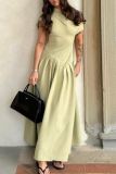 Casual Half A Turtleneck Short Sleeves Ruched Casual Half A Turtleneck Short Sleeves Ruched Vacation Long Pleated Maxi DresseLong Pleated Midi Dresses