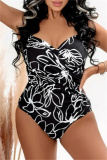 Sexy Print Backless Sleeveless One Pieces Swimsuit Vacation Beach Swimwears (With Paddings)