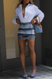 Sexy High Waist Hollow Out Pocket Buttons Skinny Denim Mini Skirts