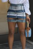 Sexy High Waist Hollow Out Pocket Buttons Skinny Denim Mini Skirts