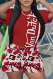 Casual Print O Neck Short Sleeve Oversize T-shirt And Shorts Two Pieces Shorts Sets