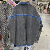 Casual Smiley Face Print Turndown Collar Long Sleeve Pockets Denim Jacket (Subject To The Actual Object)