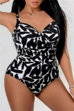 Sexy Print Backless Sleeveless One Pieces Swimsuit Vacation Beach Swimwears (With Paddings)