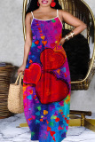 Sexy Ombre Rainbow Backless Sleeveless Spaghetti Strap Long Loose Vacation Slip Maxi Dress