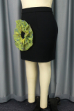 Casual Patchwork Three-dimensional Pattern Skinny High Waist Skirts