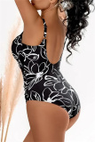 Sexy Print Backless Sleeveless One Pieces Swimsuit Vacation Beach Swimwears (With Paddings)