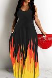 Sexy Ombre Print Backless Spaghetti Strap Sleeveless Baggy Floor Length Long Vacation Slip Maxi Dresses