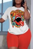 Casual Graphics Print O Neck Short Sleeve Oversize T-shirt And Shorts Two Pieces Shorts Sets