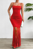 Sexy Lace Square Neck Sleeveless Tulle Wrapped Skirt Mermaid Hem Formal Prom Party Slip Maxi Dresses