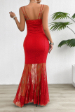 Sexy Lace Square Neck Sleeveless Tulle Wrapped Skirt Mermaid Hem Formal Prom Party Slip Maxi Dresses