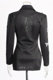 Casual Butterfly Sequins Rhinestone Decor Turndown Collar Long Sleeves Formal Office Lady Blazer Mini Dresses