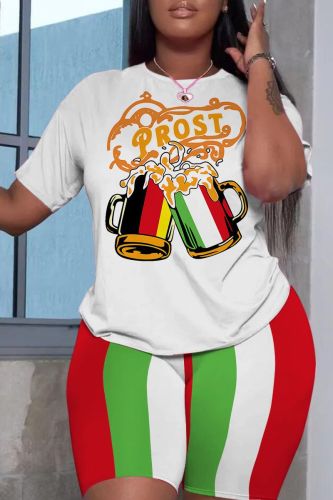 Casual Graphics Print O Neck Short Sleeve Oversize T-shirt And Shorts Two Pieces Shorts Sets