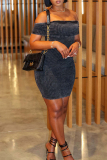 Sexy Dropped Shoulder Sleeveless Party Formal Wrapped Skirt Bodycon Midi Dresses