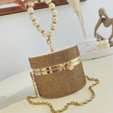 Casual Evening Party Rhinestone Chains Pearls Decor Handles Female Purses and Handbags Small Shoulder Bag