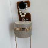 Casual Evening Party Rhinestone Chains Pearls Decor Handles Female Purses and Handbags Small Shoulder Bag
