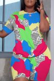 Casual Graphics Print Basic O Neck Short Sleeve Oversize T-shirt And Shorts Two Pieces Shorts Sets