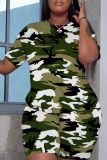 Casual Graphics Print Basic O Neck Short Sleeve Oversize T-shirt And Shorts Two Pieces Shorts Sets