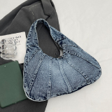 Causal Zipper Closure Soft Surface Large Capacity Denim Dumpling Bag