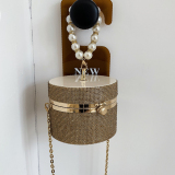 Casual Evening Party Rhinestone Chains Pearls Decor Handles Female Purses and Handbags Small Shoulder Bag