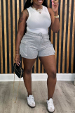 Casual Sportswear High Waist Drawstring Pocket Bodycon Track Shorts Womens