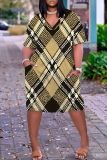 Casual Graphics Print Basic V Neck Short Sleeve Baggy T-shirt Midi Dress