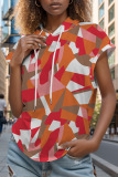Casual Graphics Print Sleeveless Lace Up Hooded Tops