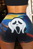 Casual Sportswear Letter Print Basic Skinny High Waist Shorts Hotpants