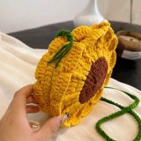 Mini Crochet Bag Fashion Sunflower Drawstring Design Weave Bags