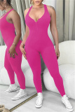 Casual Sportswear U Neck Sleeveless Skinny Cami Jumpsuits