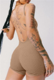 Casual Sportswear Backless Sleeveless Spaghetti Strap Skinny Cami Rompers Playsuits