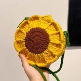 Mini Crochet Bag Fashion Sunflower Drawstring Design Weave Bags