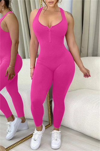 Casual Sportswear U Neck Sleeveless Skinny Cami Jumpsuits