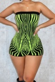 Sexy Striped Print Backless Strapless Nightclub Skinny Rompers Playsuit